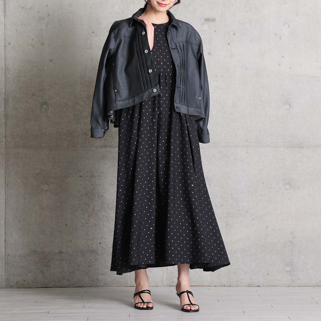 5月上旬お届け予定『Stella dot light』 Long dress BLACKxSILVERの画像