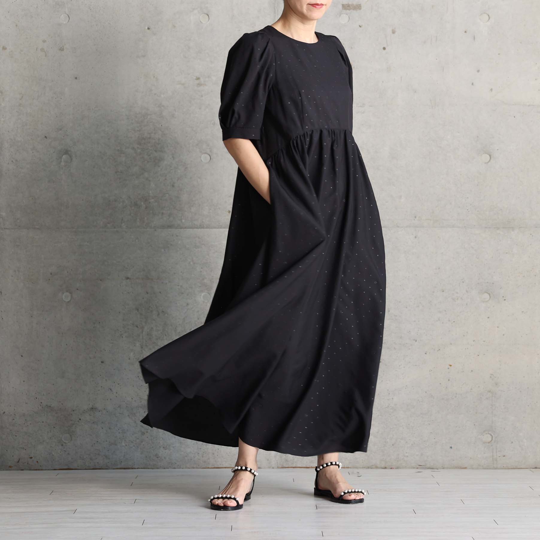 5月上旬お届け予定『Stella dot light』 Long dress BLACKxBLACKの画像