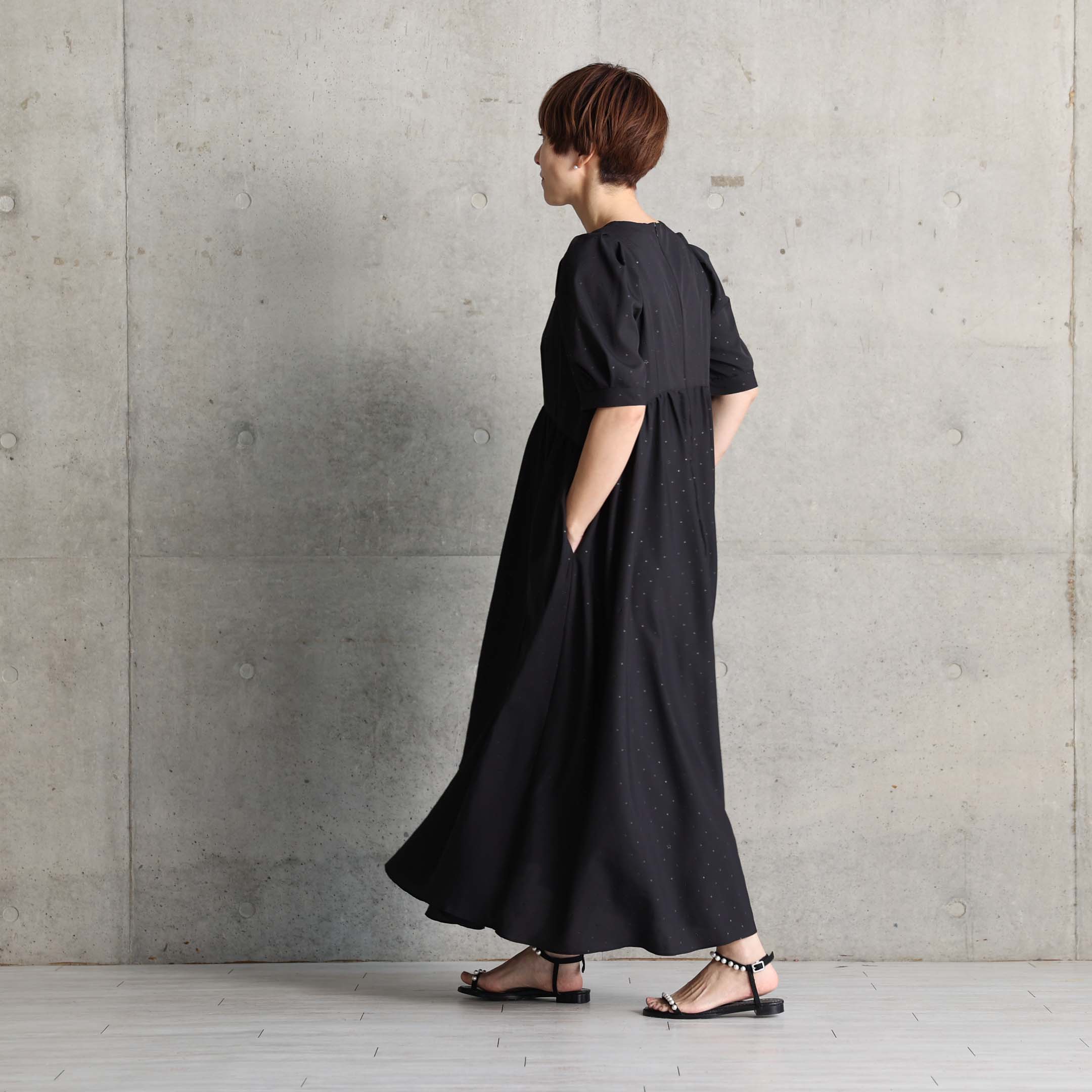 5月上旬お届け予定『Stella dot light』 Long dress BLACKxBLACKの画像