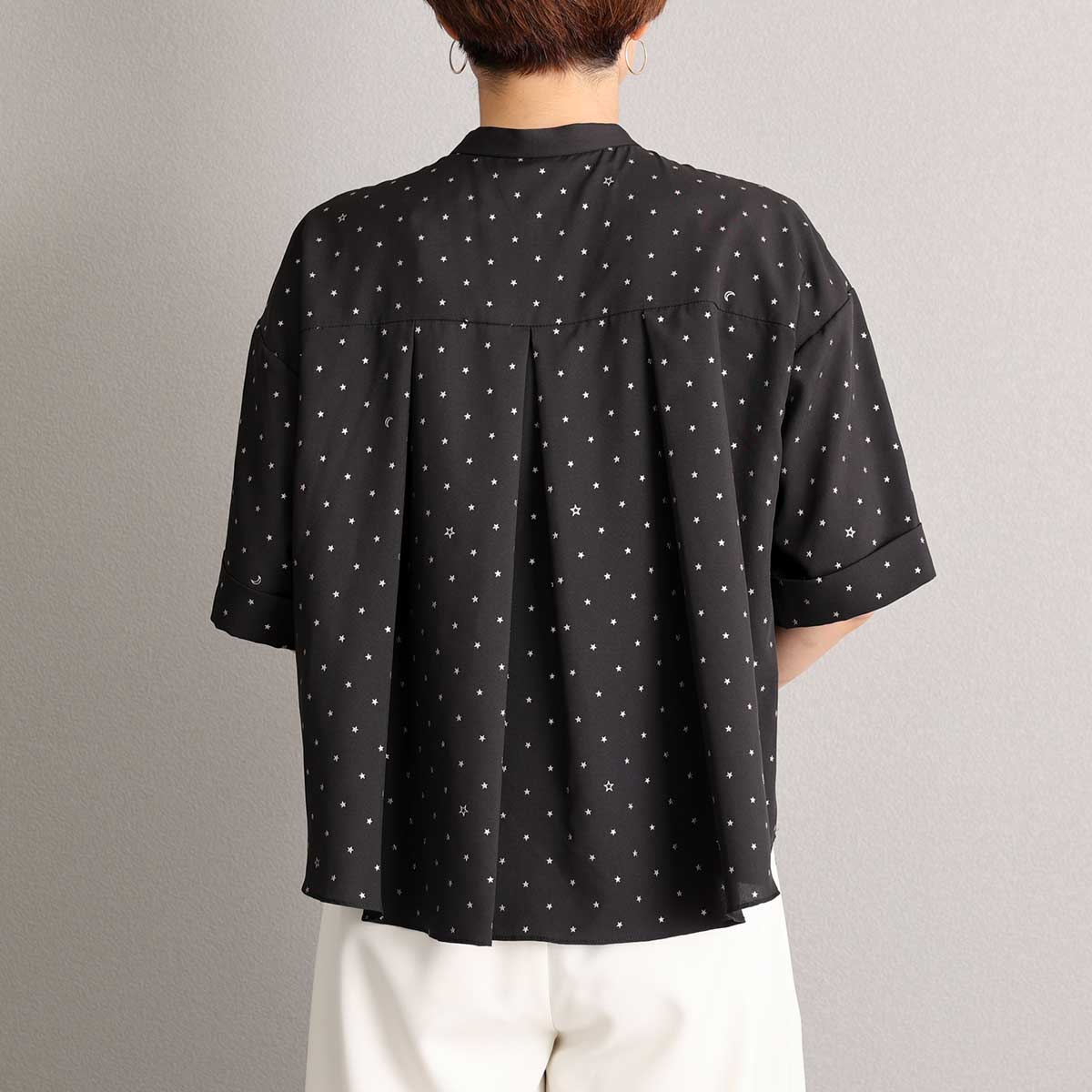 5月上旬お届け予定『Stella dot light』 Short blouse BLACKxSILVERの画像