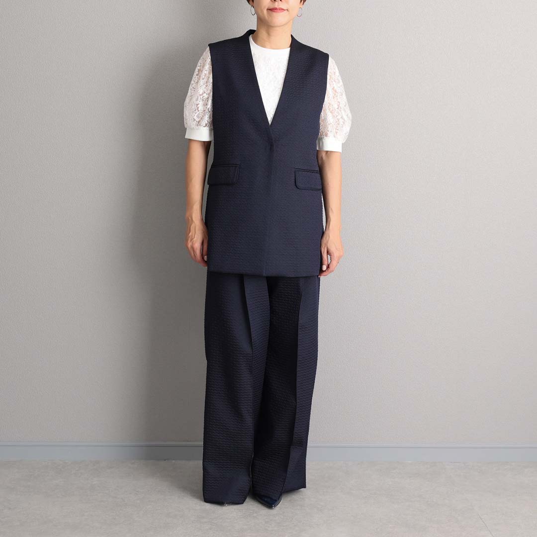 4月上旬お届け予定『Stella matelasse』 Short gilet NAVYの画像