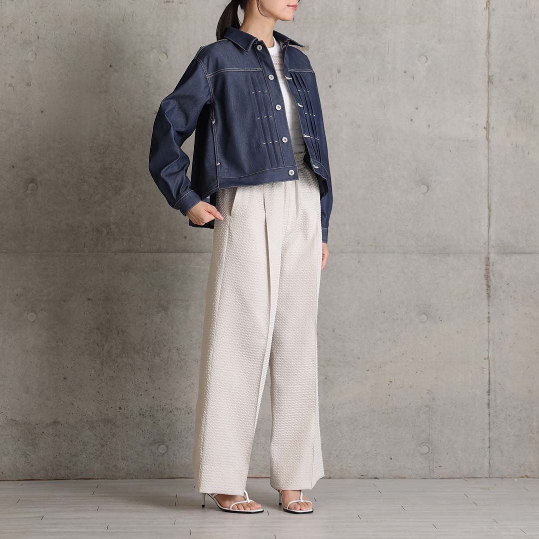 4月上旬お届け予定『Stella matelasse』 Easy wide pants ECRUの画像