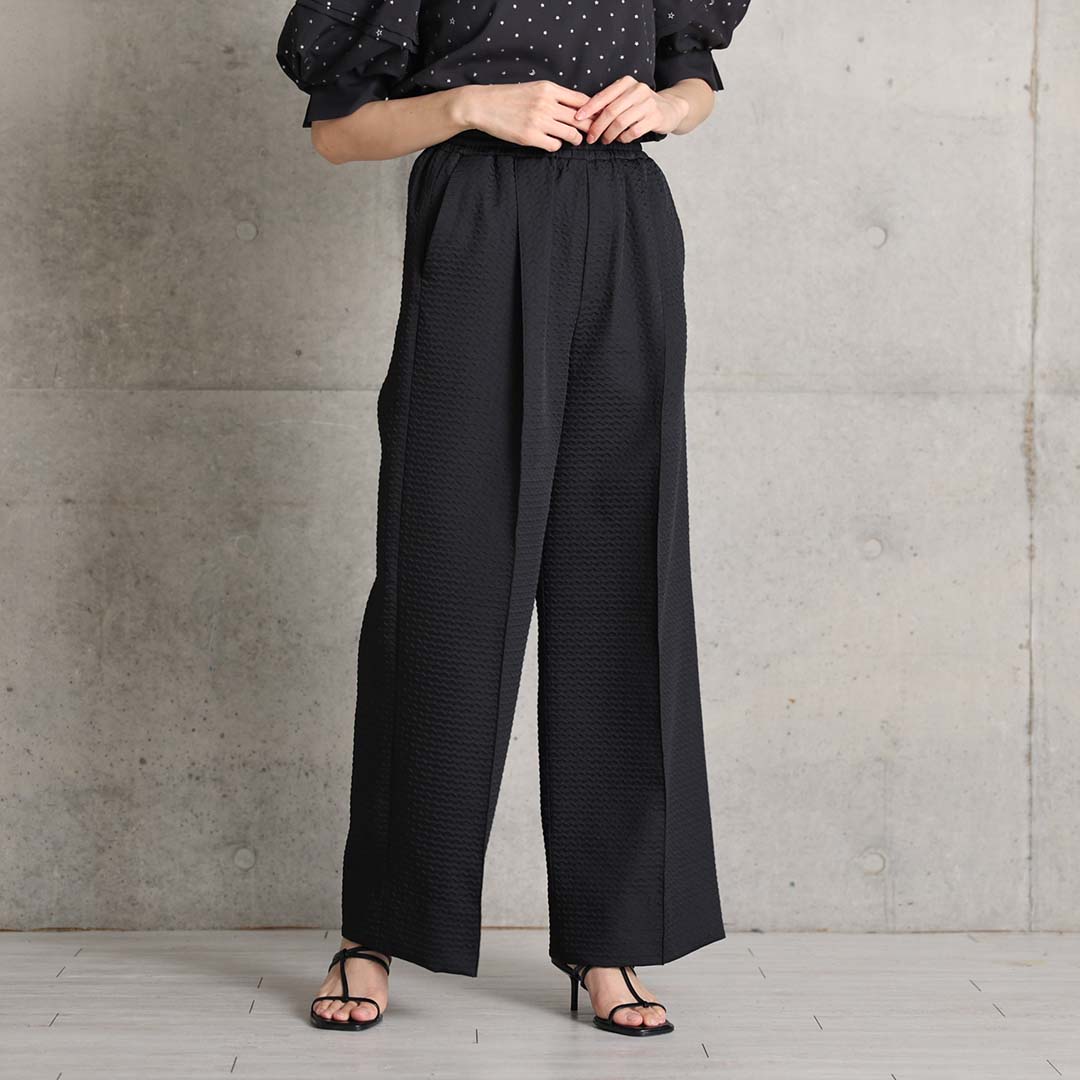 4月上旬お届け予定『Stella matelasse』 Easy wide pants BLACKの画像