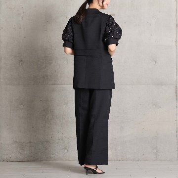 4月上旬お届け予定『Stella matelasse』 Easy wide pants BLACKの画像