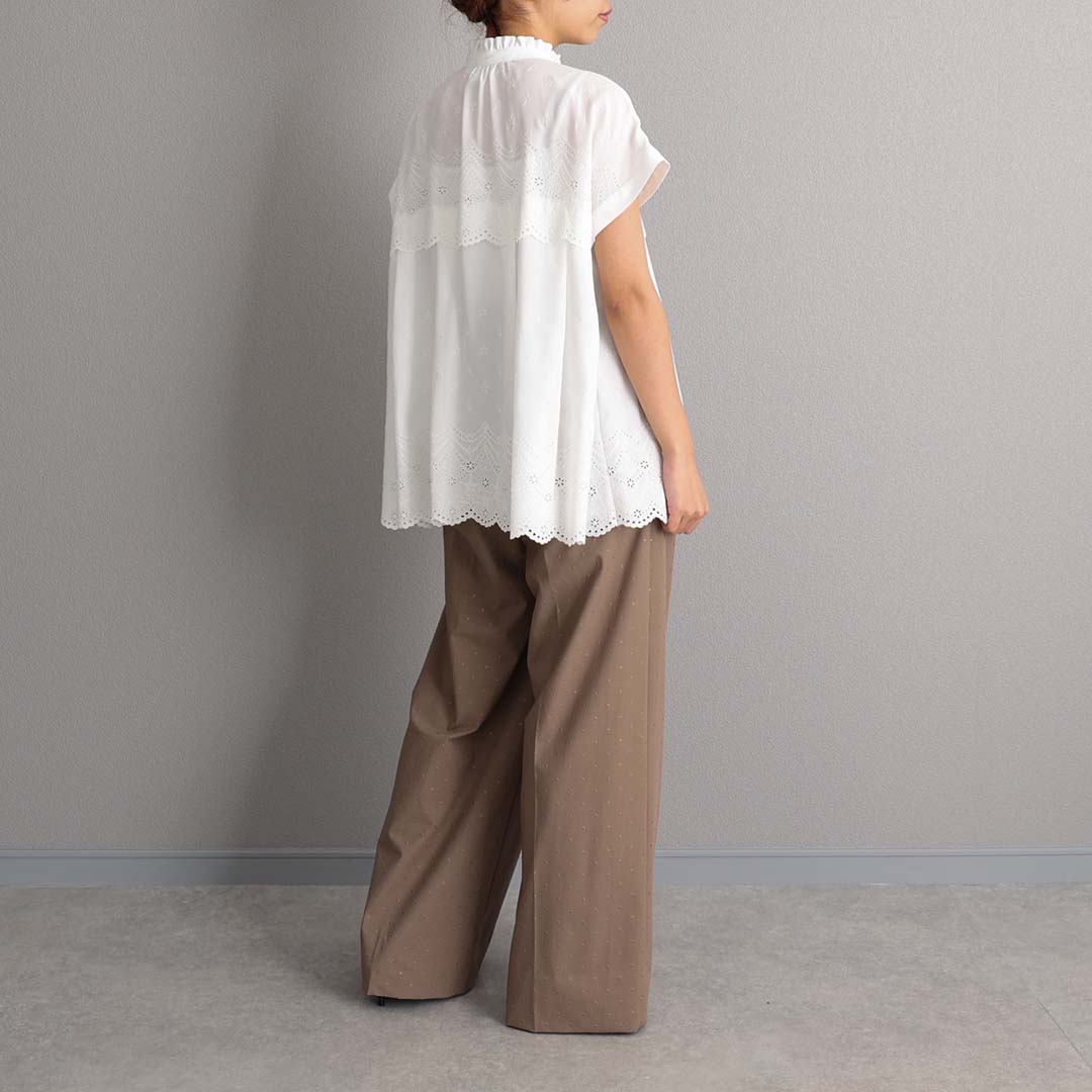 ６月上旬お届け予定『Stella scallop』 French sleeve blouse WHITEの画像