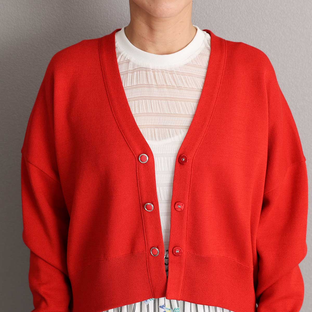 3月上旬お届け予定『Moist knit』 Cardigan REDの画像