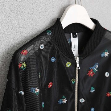 7月中旬～下旬お届け予定『Robin flower sheer knit』 Bomber jacket 【全1色】の画像