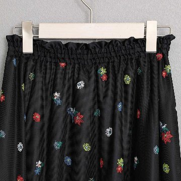 7月中旬～下旬お届け予定『Robin flower sheer knit』 Long skirt【全1色】の画像