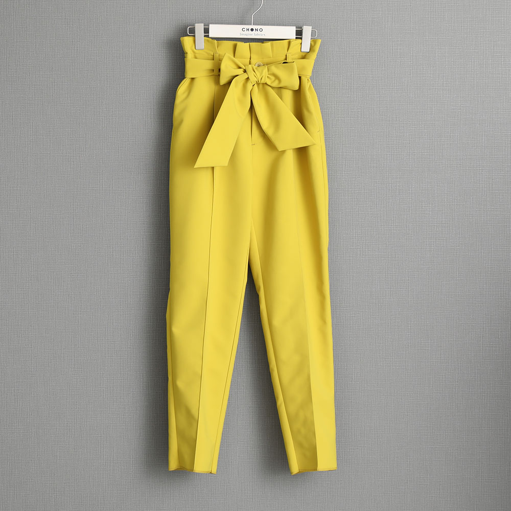 『Refine double cloth』 tapered Pants YELLOW画像
