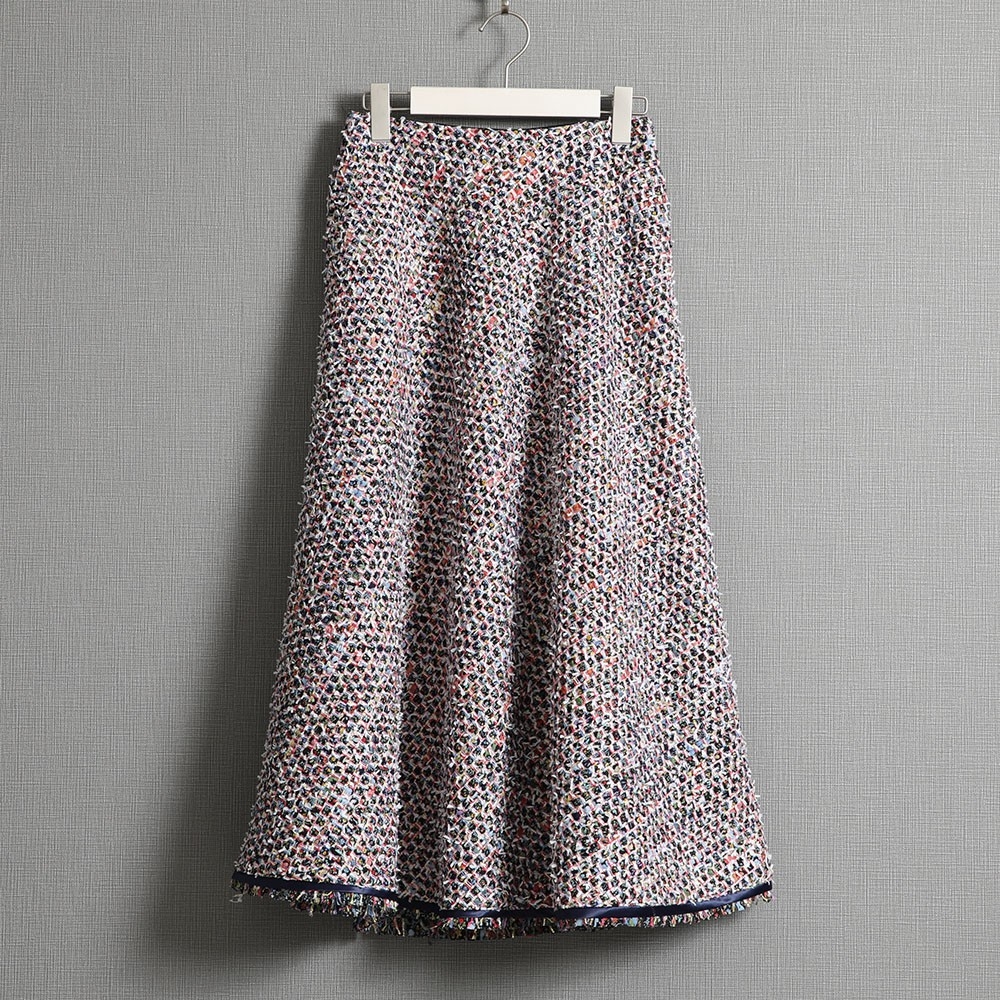 『Wreath tweed』 Circular skirt WHITE画像