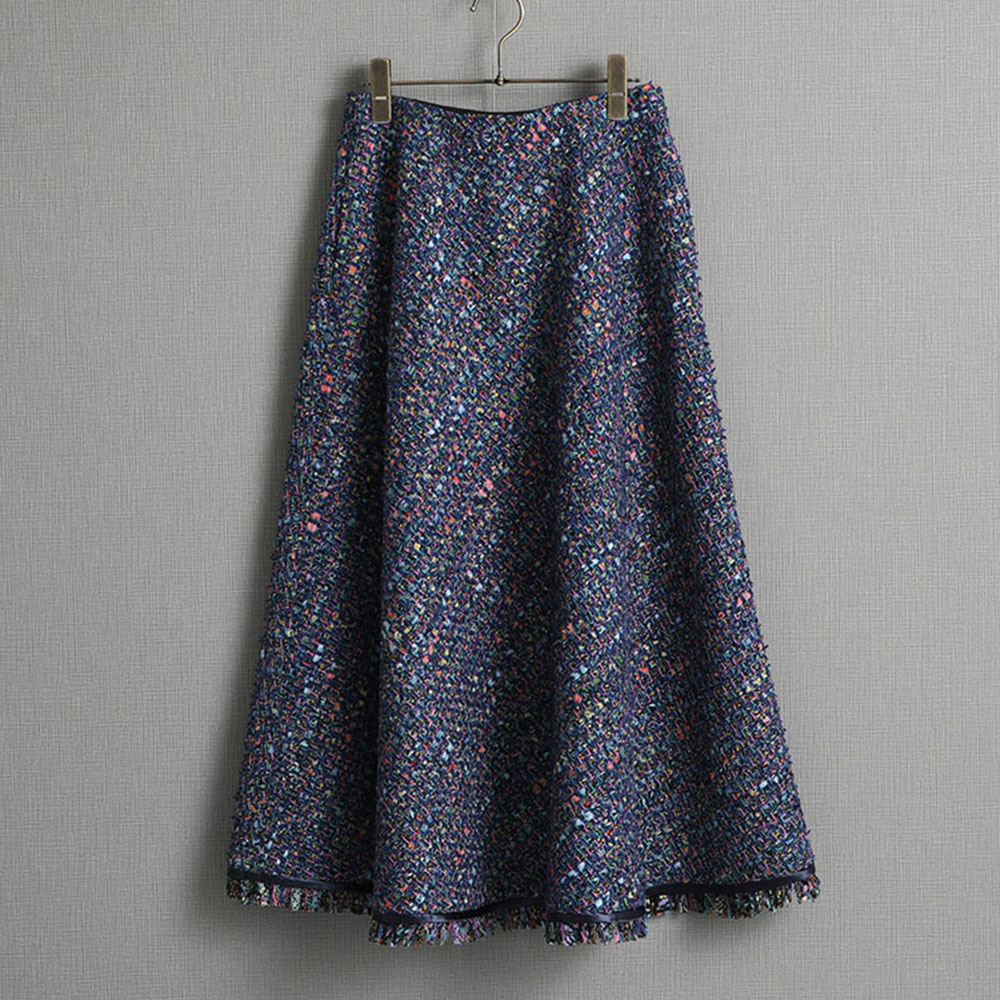 『Wreath tweed』 Circular skirt NAVY画像
