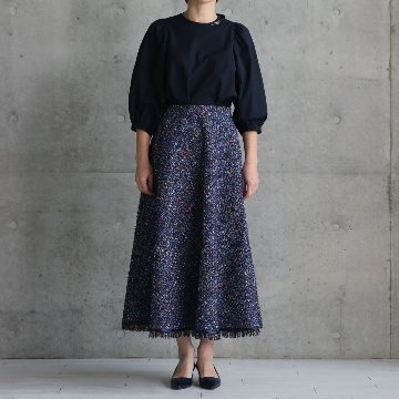 『Wreath tweed』 Circular skirt NAVY画像