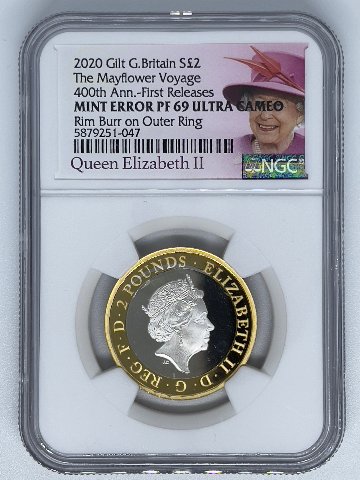 【激レア】2020年 メイフラワー号 銀貨 NGC エリザベス ロイヤルミントの画像