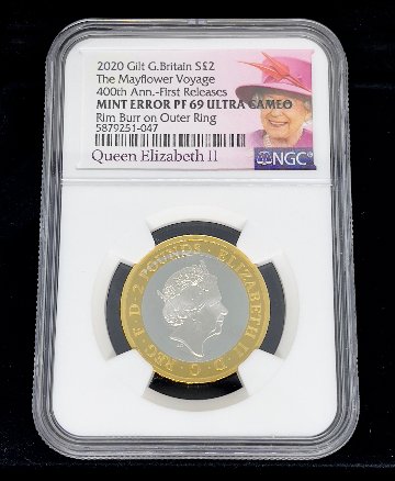 【激レア】2020年 メイフラワー号 銀貨 NGC エリザベス ロイヤルミントの画像