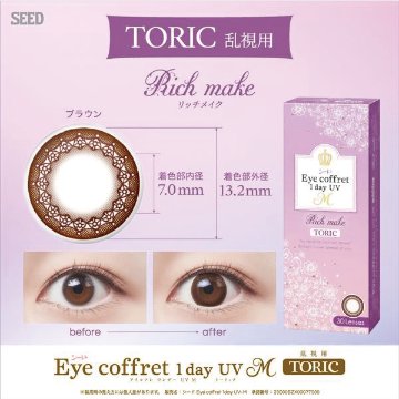 1DAY 乱視用カラコン シード アイコフレ ワンデー UV M TORIC (30枚入) 1箱の画像