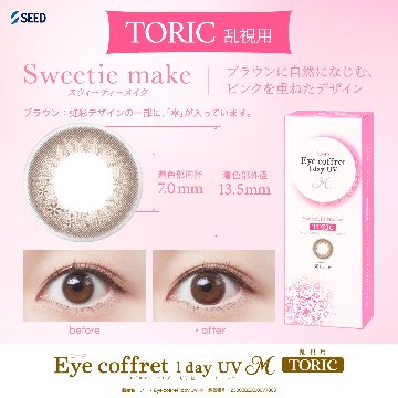 混合セット (1ヶ月分) 乱視用 アイコフレ ワンデー UV M TORIC (30枚) 1箱 と 近視用 (30枚) 1箱 MIX SETの画像