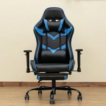 ゲーミングチェア　フットレスト付　BL/GR/RD/YEの画像