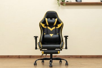 ゲーミングチェア　フットレスト付　BL/GR/RD/YEの画像