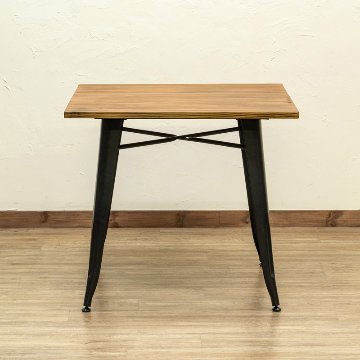 Mercury　ヴィンテージダイニングテーブル　80×80　BK/SVの画像