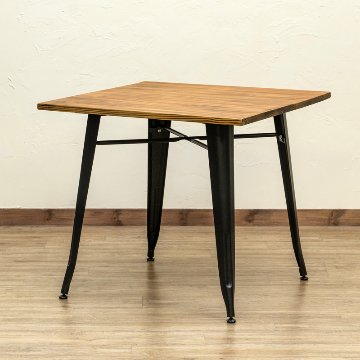 Mercury　ヴィンテージダイニングテーブル　80×80　BK/SVの画像