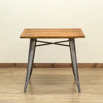 Mercury　ヴィンテージダイニングテーブル　80×80　BK/SVの画像
