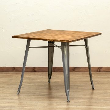 Mercury　ヴィンテージダイニングテーブル　80×80　BK/SVの画像