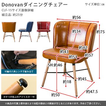Donovan　ダイニングチェア　BL/CBR/RD/WHの画像
