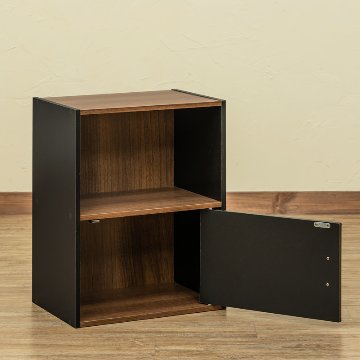 GRANZ　2段ラック　扉1枚　BK/WHの画像