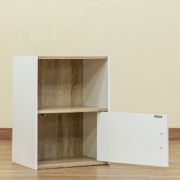 GRANZ　2段ラック　扉1枚　BK/WHの画像