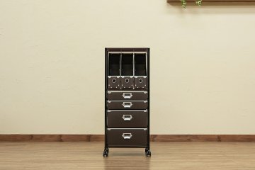 Popan　収納チェスト　5段　ファイルBOX　BR/WHの画像