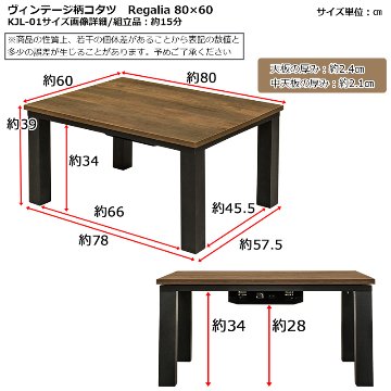 NEW　Regalia　ヴィンテージ柄コタツ　80×60　NA/VBR/WHの画像