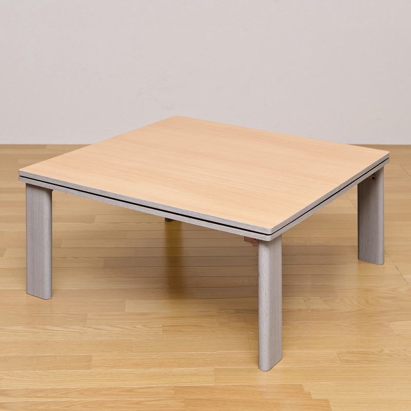 折れ脚フラットヒーターコタツ　80×80　正方形　WAL/WHの画像