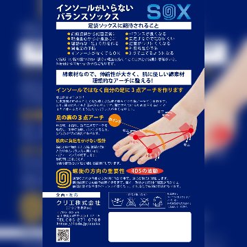 4DS足袋ソックス　M/L 【正規代理店】　はくだけでバランスが整うソックス　堀和夫D.C. 考案の画像
