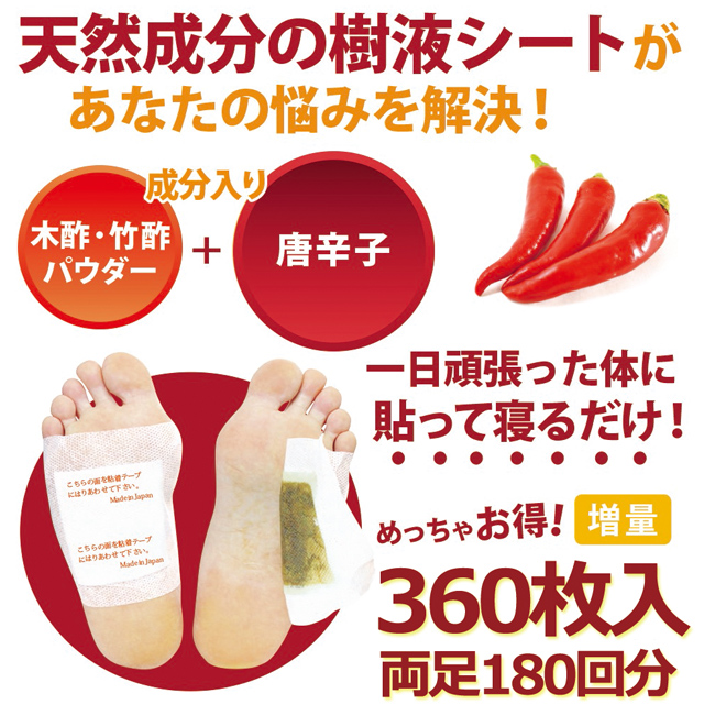 足すっきり樹液シート360枚入増量（唐辛子）両足180回分の画像