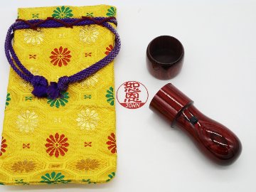 [Wooden Stamp] Large size / Round type / Birch dyed wine-red画像
