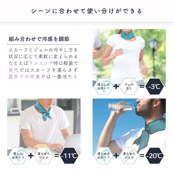 アージェントエイド　ダブルDEクールスカーフ　保冷材2個付　ターコイズグリーンの画像