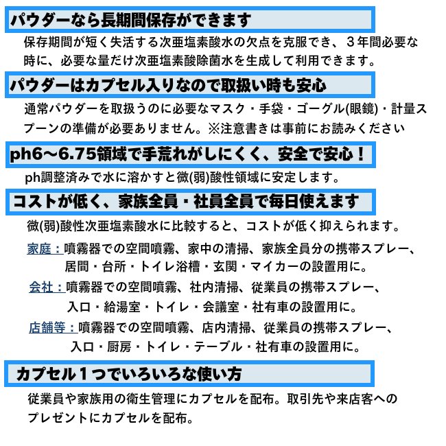 次亜塩素酸水お試しパウダー　500mlボトル希釈100ppmの画像