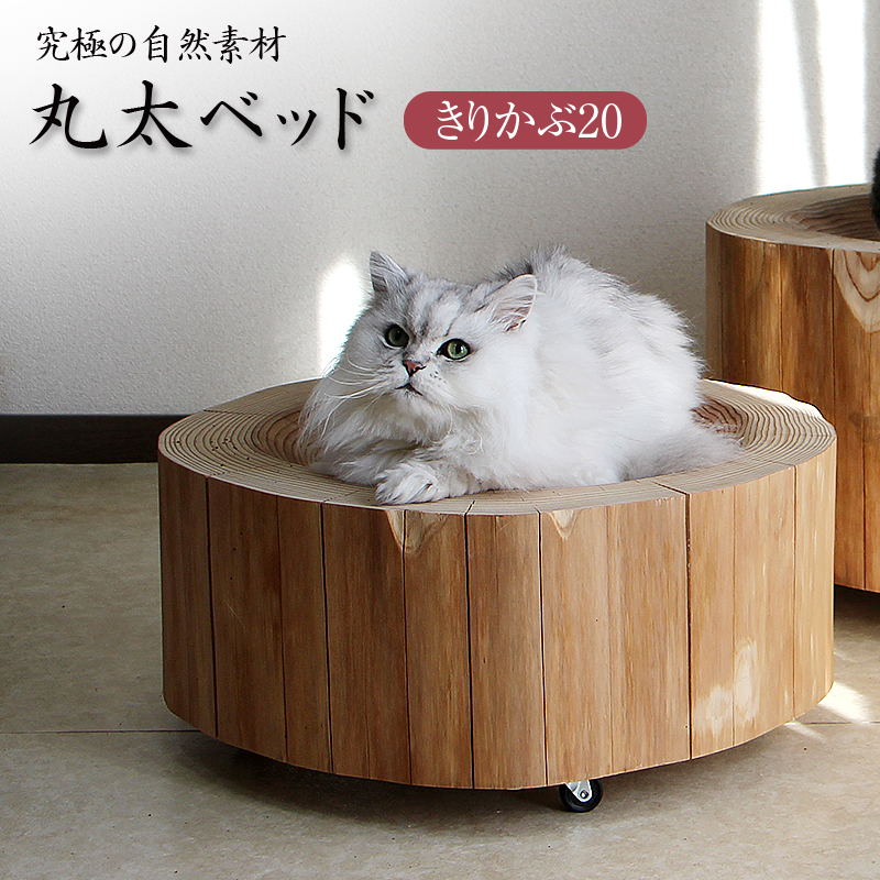 猫さんの丸太ベッド（きりかぶ20）の画像
