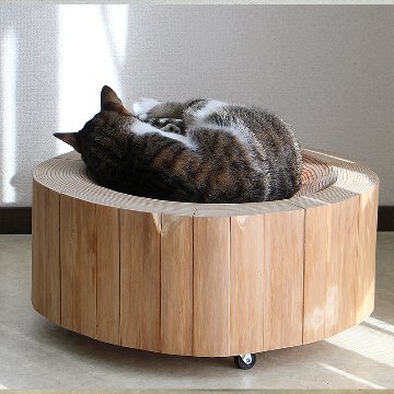 猫さんの丸太ベッド（きりかぶ20）の画像