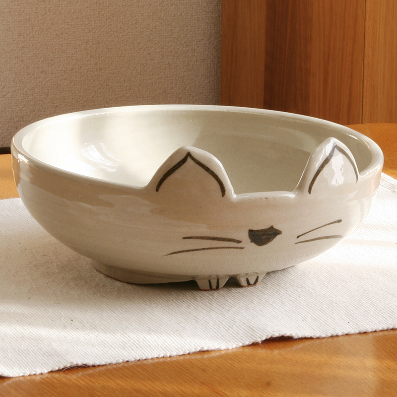 猫さん型和食器＜猫さん型 万能皿・白＞画像