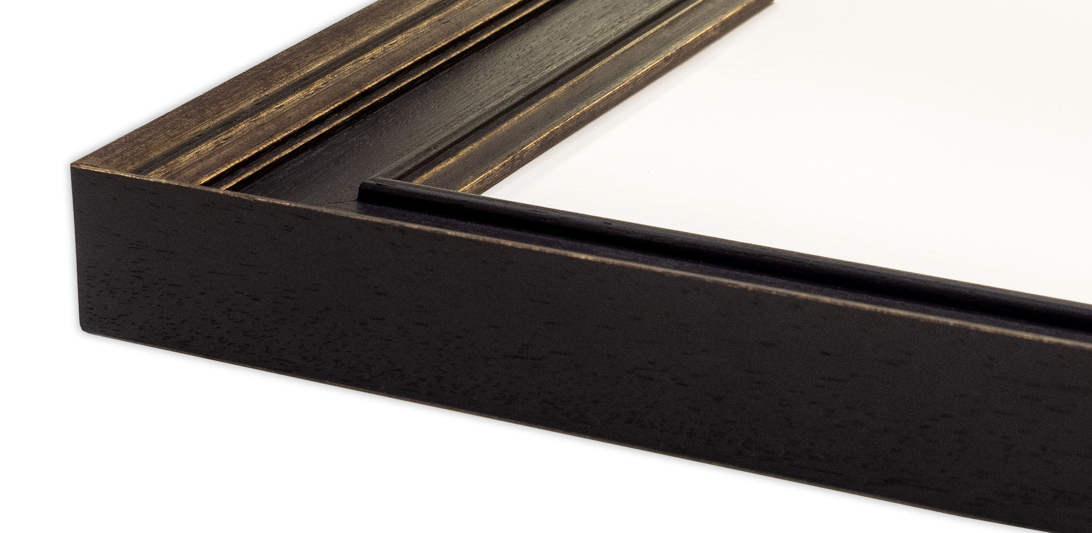 ハーフサイズポスター用フレーム UVカットアクリル仕様 木製 G9859D A3ハーフ(148×420mm) ブラックゴールド 受注生産品の画像