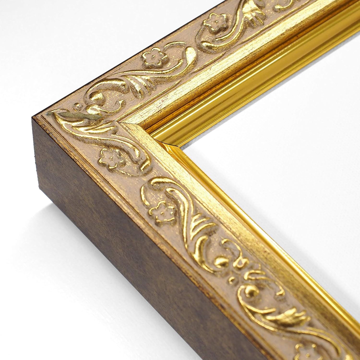 Fサイズ油彩用額縁 UVカットアクリル仕様 樹脂製 GD8201 壁用2本針フック付 F4(242×333mm) ゴールド 受注生産品の画像