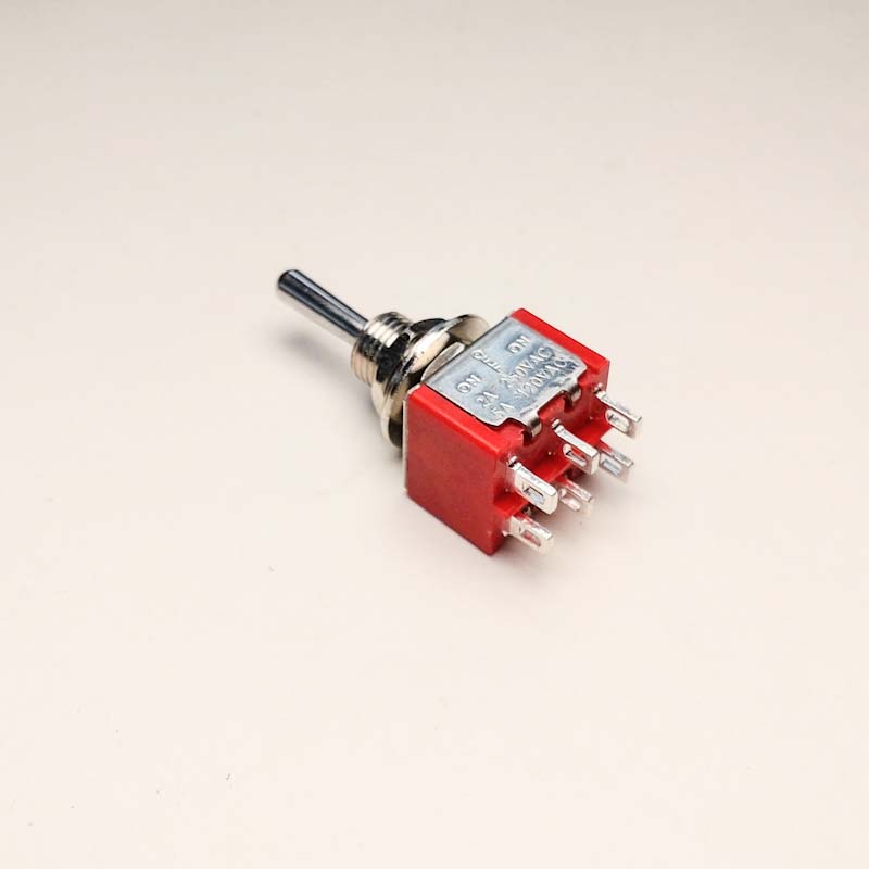 DPDT トグルスイッチ（赤）　ON-OFF-ONの画像