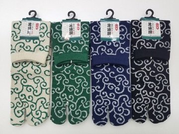 男性用足袋型クルーソックス和柄唐草の画像