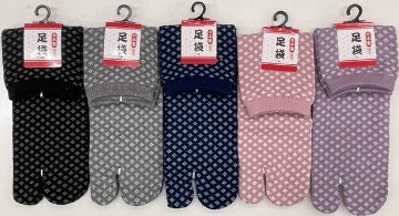 女性用足袋型ソックス和柄鹿の子絞り柄の画像