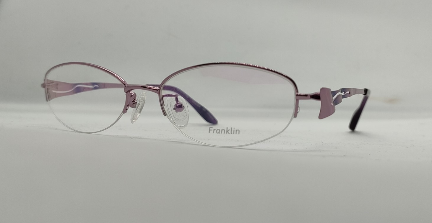 安心のニコン社製レンズ使用【レンズ付きメガネセット】Franklin フランクリン FR10-014B C2:ピンクメタリック　画像