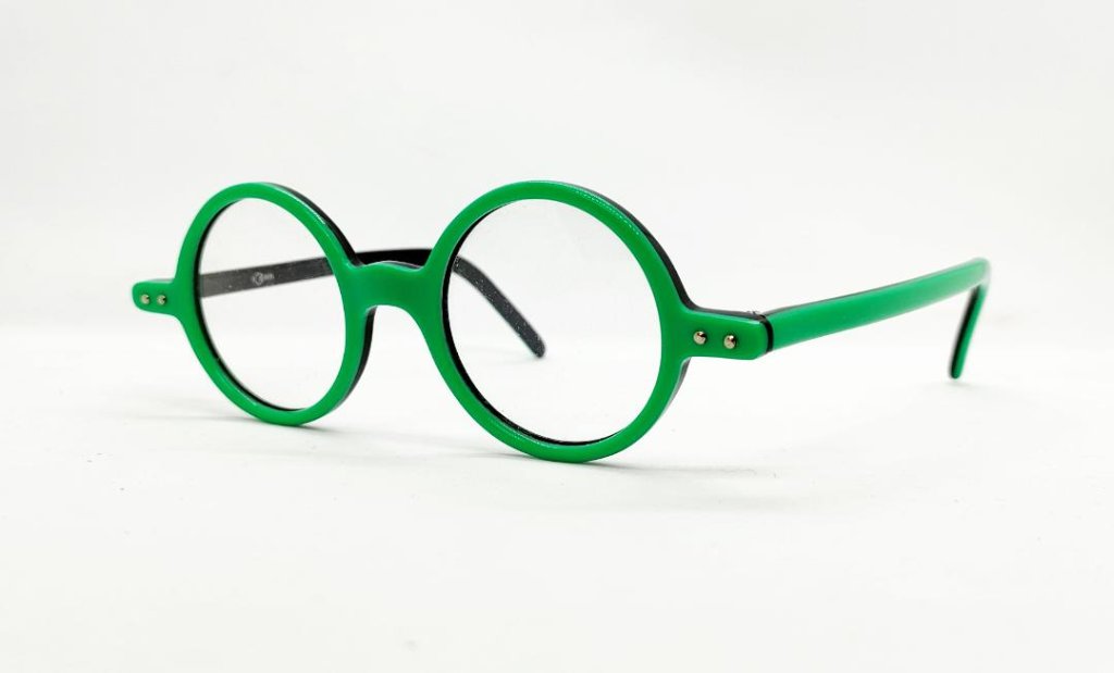 安心のニコン社製レンズ使用【レンズ付きメガネセット】　NOKIDDING Sフレーム Round　グリーン/ブラックの画像