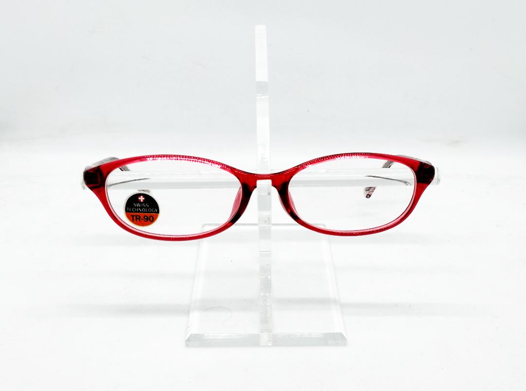 安心のニコン社製レンズ使用【レンズ付きメガネセット】　TR-90　TR9086　レッド/デザインクリア画像