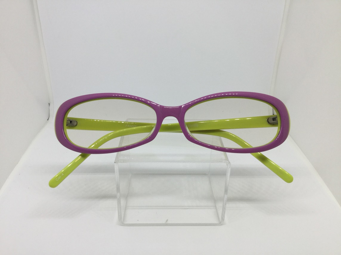 安心のニコン社製レンズ使用【レンズ付きメガネセット】フランクリン4001  カラー：ピンク×黄緑系画像