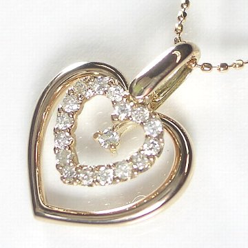 【Diamonds Heart】天然ダイヤモンドネックレスK18PG（ピンクゴールド）ダイヤネックレス  オープンハート　ハートネックレス画像